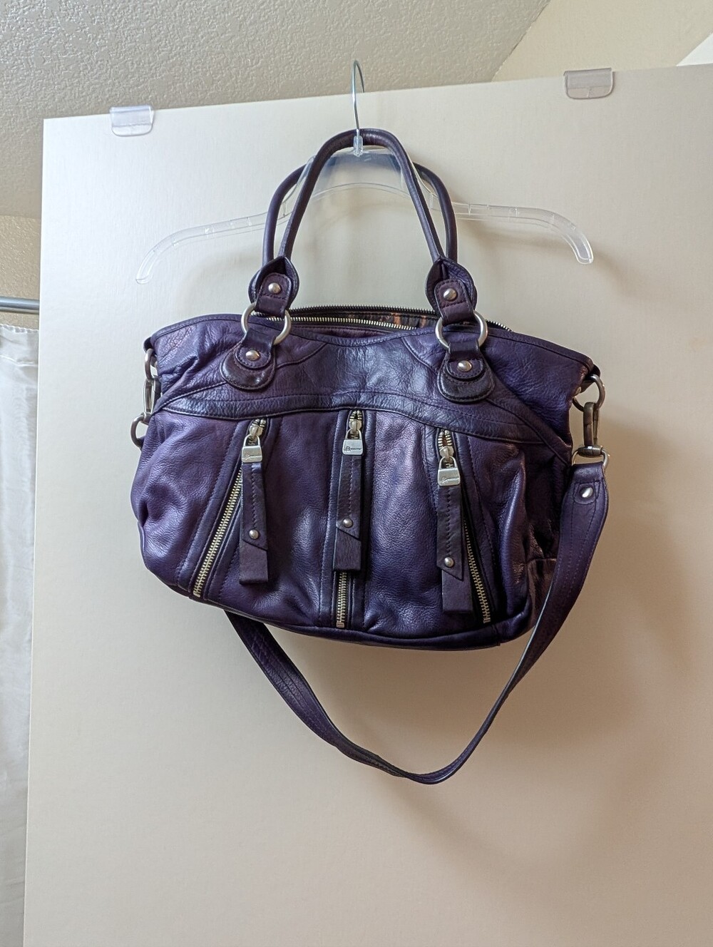 Purple Leather Satchel Handbag - Stylish Women's Tote